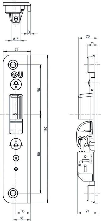 Produktbild G-U Schliessplatten zu GU-SECURY Automatic (Türgriff)