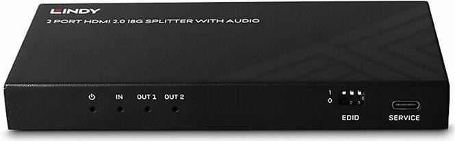 Actual product image Lindy 2 port HDMI 8K60 splitter
