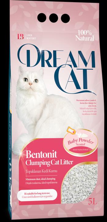 Immagine prodotto Dream Cat Lettiera per gatti al profumo di polvere di bambino - lettiera fine a base di bentonite, 5 litri (Raggruppamento, 4.25 kg)
