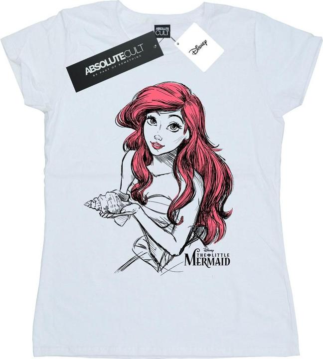 Actual product image Disney Womens/Ladies Ariel Shell Sketch Cotton T-Shirt (S)