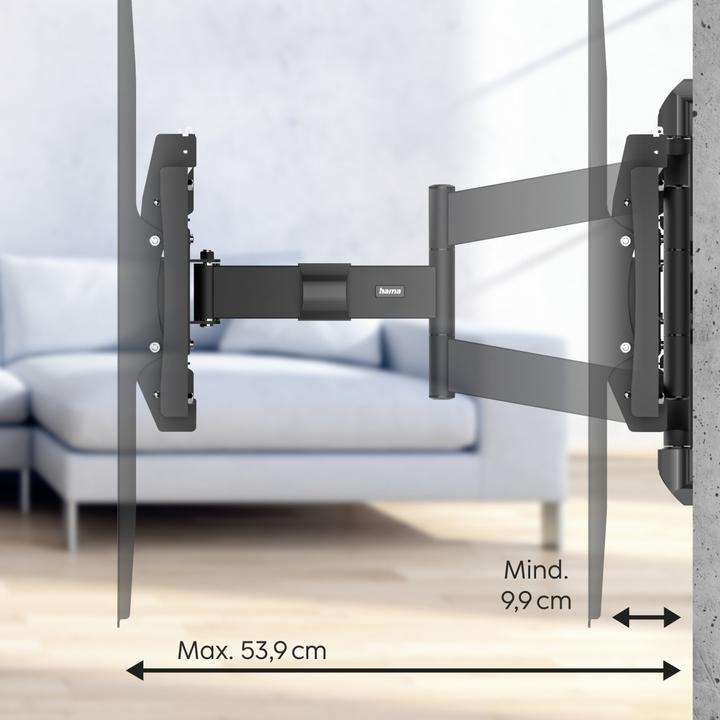 Image du produit Hama Support TV mural, pivotant, inclinable, extensible, 305cm (120"), jusqu'à 100 kg (Mur, 120", 100 kg)