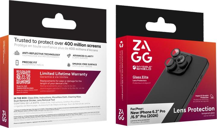 Zagg InvisibleShield Premium GL (CameraRings)Apple iPhone 16 Pro & Pro Max INTL (1 Piece, Apple iPhone 16 Pro Max, Apple iPhone 16 Pro)