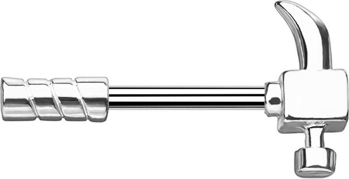 Produktbild Star Piercing Barbell Stab Hammer silber (Chirurgenstahl 316L, Messing)