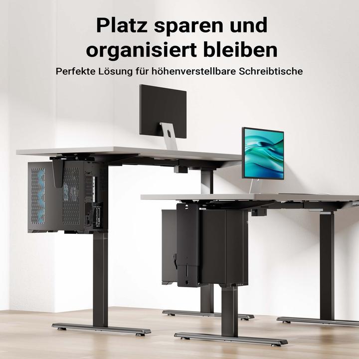 Actual product image Wiltec Under-desk Computer Holder Continuously Adjustable 360° Swivelling for PC Cases up to 10kg