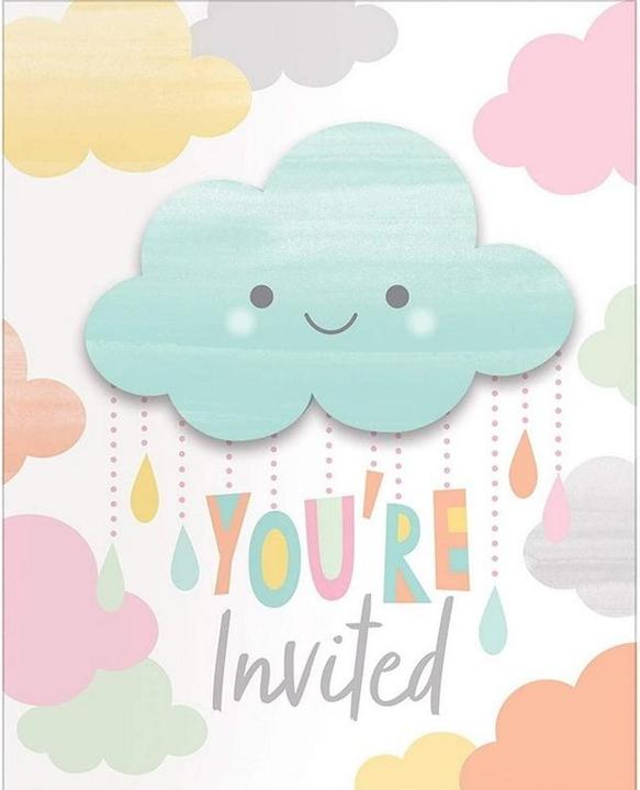 Actual product image Creative Party Clouds Baby Shower Invitations (Pack of 8) (8 pcs.)