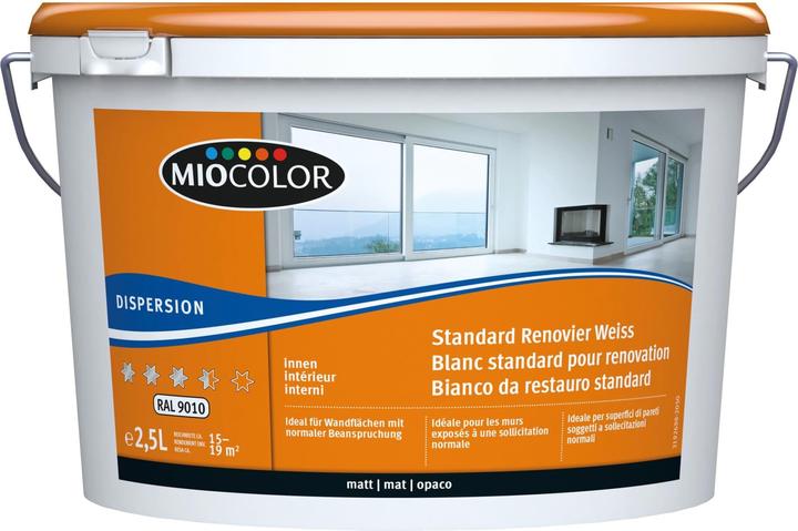 Image du produit Miocolor Dispersion Rénovation blanc RAL 9010 (Blanc pur, 2.50 l)