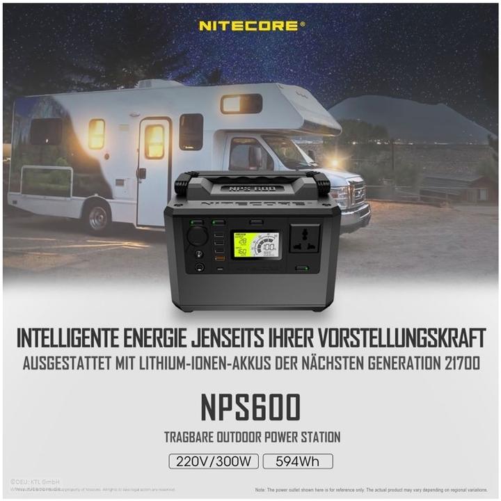 Produktbild Nitecore NPS600 Power Station 165000mAh und FSP100 faltbares Solarpanel mit max. 100W (594000 Wh)
