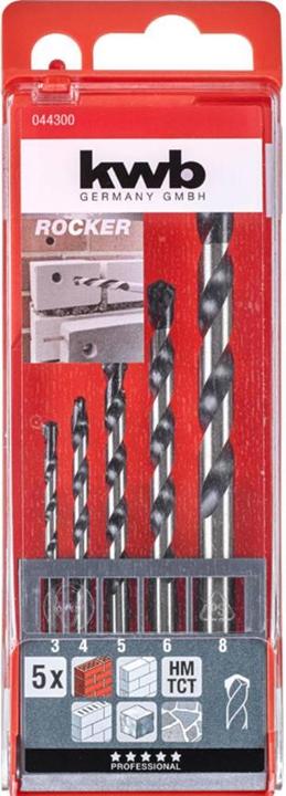 Produktbild kwb Rocker Beton- und Steinbohrer Set 5-tlg. (3 mm, 4 mm, 5 mm, 6 mm, 8 mm)