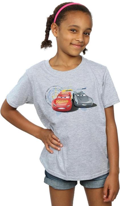 Actual product image Disney Girls Cars Lightning Vs Storm Cotton T-Shirt (152, 158)