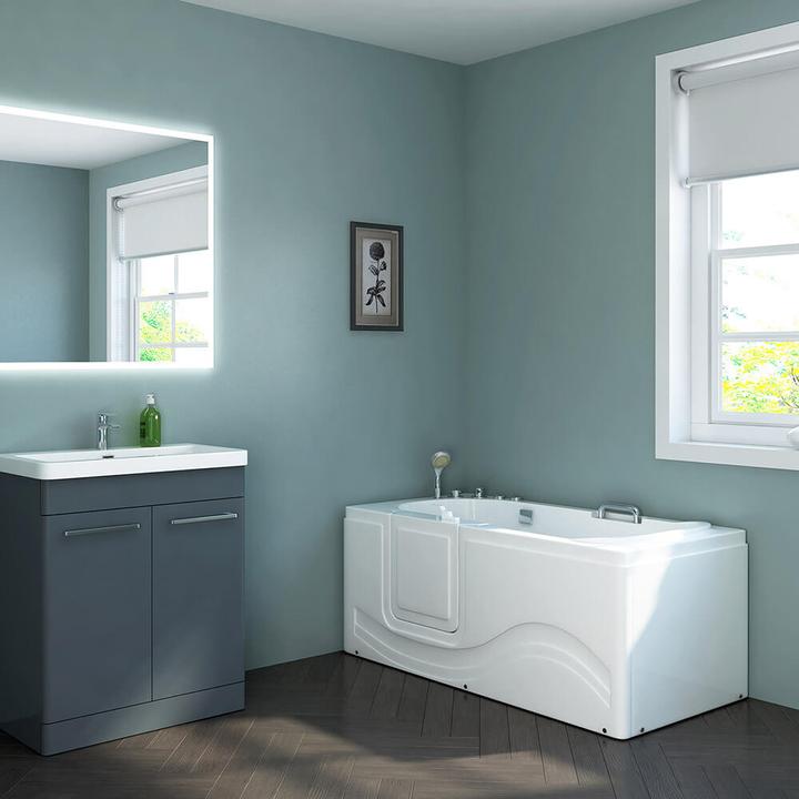 Produktbild Home Deluxe Seniorenbadewanne mit Massagedüsen Tür und Griff AUTARK M (links) - 153x76x64cm (76 cm, 153 cm)