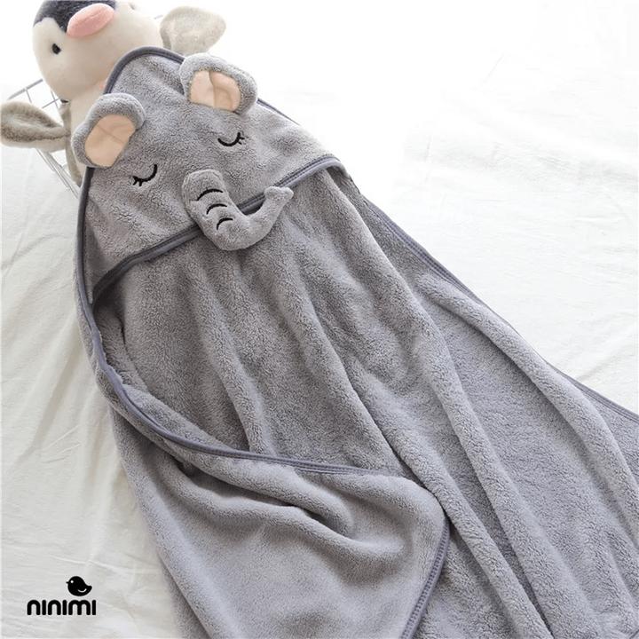 Immagine prodotto Ninimi Asciugamano da bagno con cappuccio per bambini (elefante)