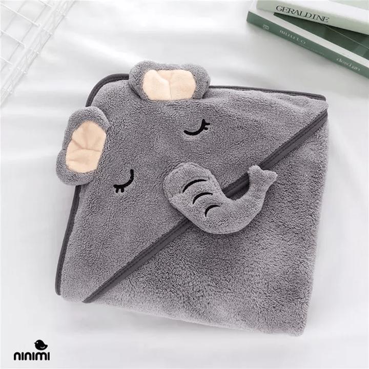 Immagine prodotto Ninimi Asciugamano da bagno con cappuccio per bambini (elefante)