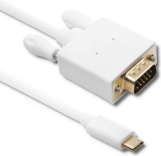 Immagine prodotto Qoltec 50419 adattatore cavo video USB Tipo-C VGA (D-Sub) Bianco (2 m, DisplayPort)