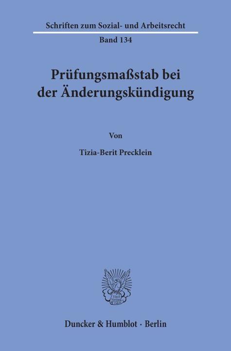 Image du produit Prüfungsmassstab bei der Änderungskündigung. (Tizia-Berit Precklein, 1995)