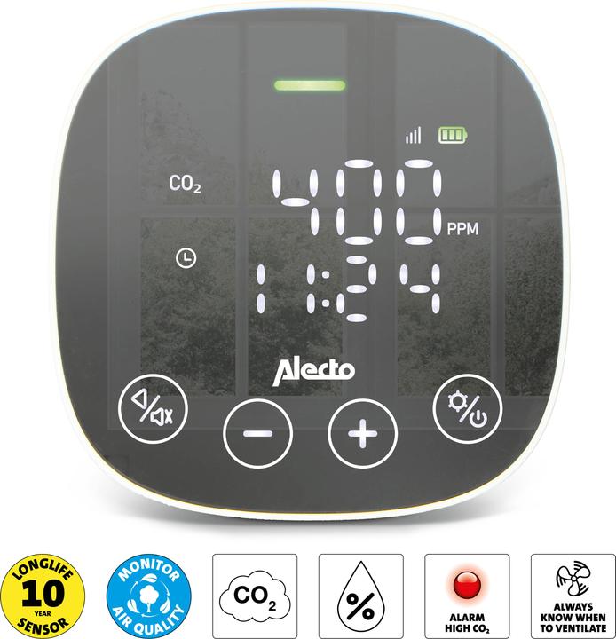 Actual product image Alecto CO2 meter AQ30 with NDIR sensor and humidity meter