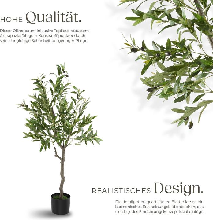Immagine prodotto tectake Künstlicher Olivenbaum Oleand, realistische Textur (120 cm)