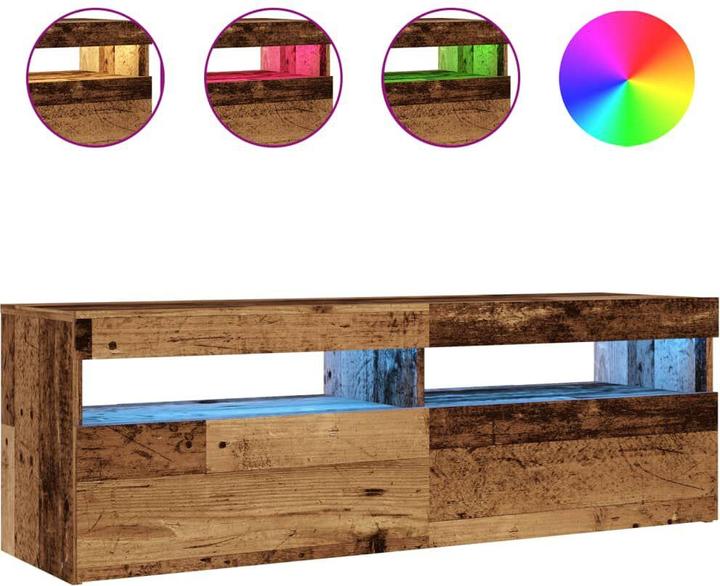 Immagine prodotto VidaXL TV Schrank Lowboard Fernsehschrank Fernsehtisch mit LED Altholz-Optik (120 x 35 x 40 cm)