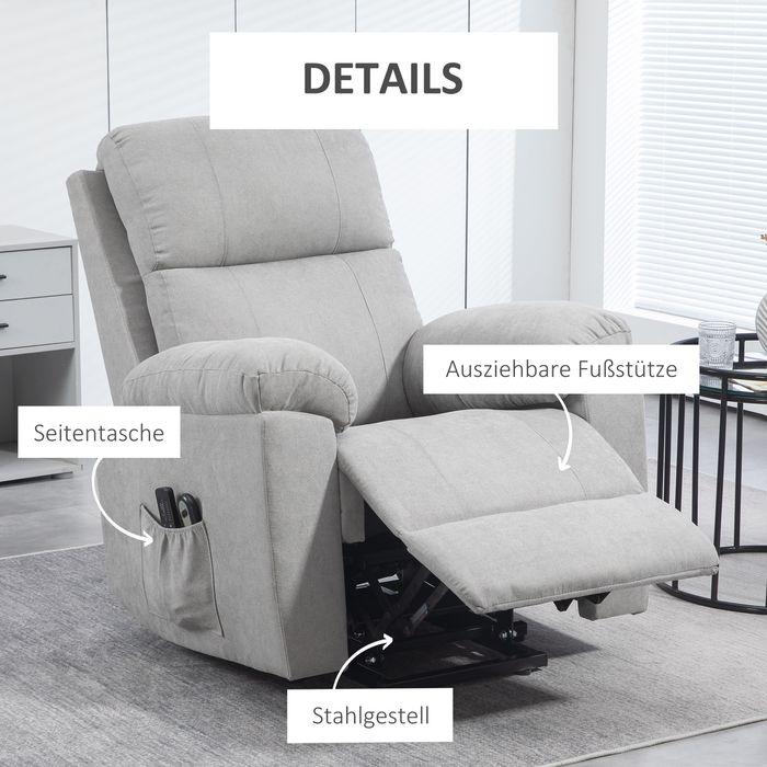 Actual product image Swisshandel24 TV armchair electric stand-up aid reclining function remote control massage armchair linen look