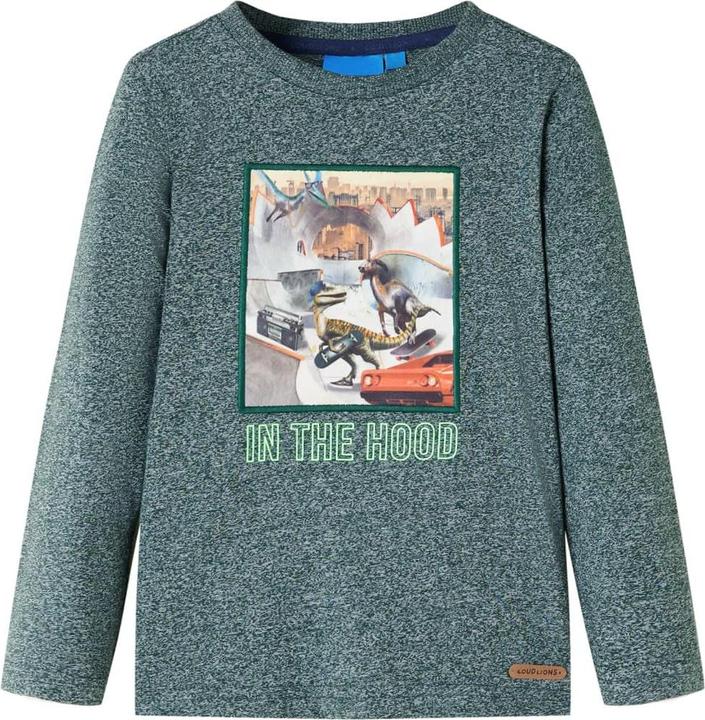 Produktbild VidaXL Kinder-Langarmshirt Dunkelgrün Melange 116,Material: 50 (116)