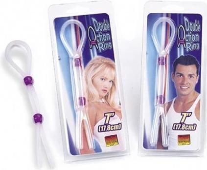 Actual product image NMC Silicone Cock Ring With 2 Beads Lavender (9 cm)