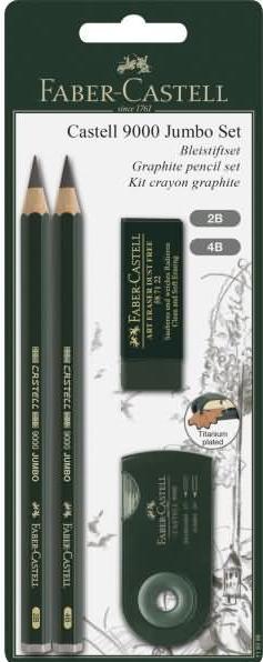 Actual product image Faber-Castell CASTELL 9000 Jumbo pencil, drawing set (2B, 4B, 2 x)