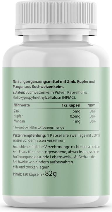 Valori nutrizionali e ingredienti Biotanicals Zinco 120 capsule (120 Pezzo/i, Pillole, 82 g)