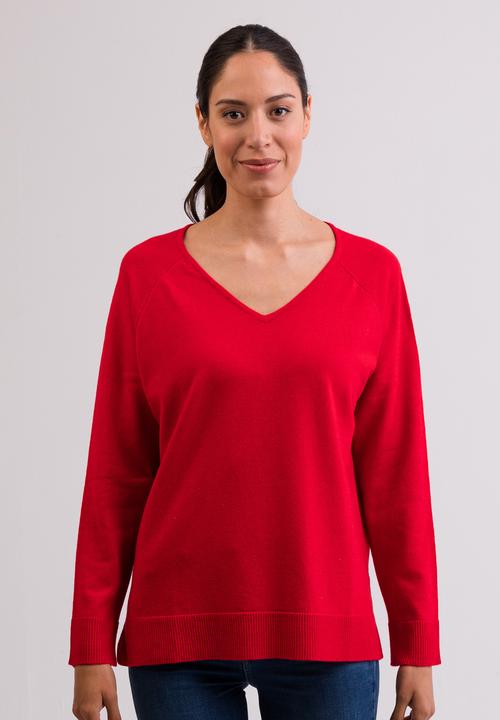 Cash-Mere Kaschmir V-Ausschnitt Pullover mit Seitenschlitzen