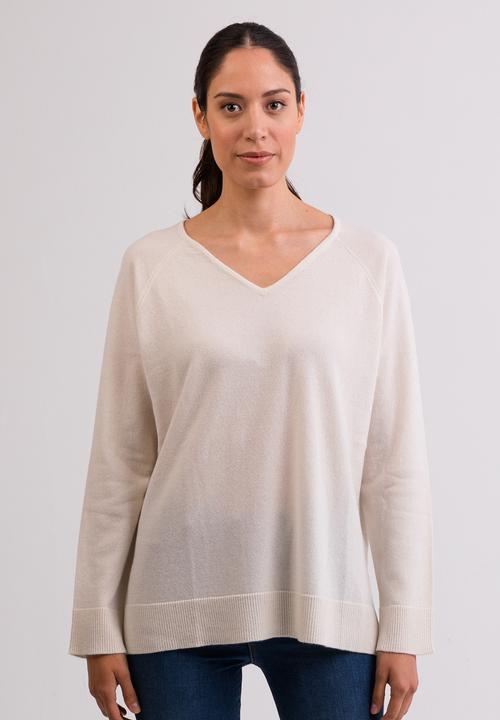 Cash-Mere Kaschmir V-Ausschnitt Pullover mit Seitenschlitzen