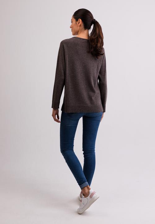 Immagine prodotto Cash-Mere Kaschmir Rundhals Pullover mit Seitenschlitzen (M)