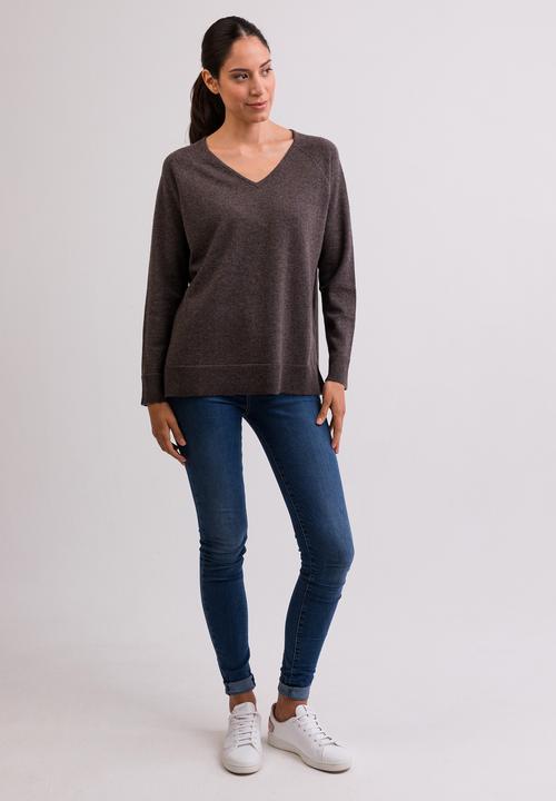 Produktbild Cash-Mere Kaschmir V-Ausschnitt Pullover mit Seitenschlitzen (XS)