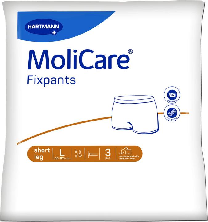 Hartmann MoliCare Fixpants L pantaloni di fissaggio a gamba corta per assorbenti per incontinenza, 3 pezzi (3 x, L)