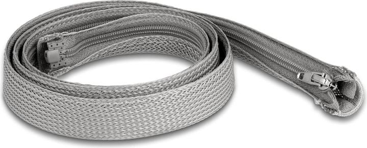 Produktbild Delock Geflechtschlauch mit Reissverschluss hitzebeständig 1 m x 20 mm grau (Kabelschlauch, 100 cm)
