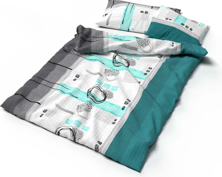 Actual product image Lotus Bettwaren Seersucker Sono bed linen turquoise (Duvet cover, 200 x 210 cm)