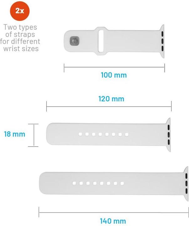 Immagine prodotto Fixed Cinturino in silicone per Apple Watch 42/44/45 mm, bianco (Silicone)