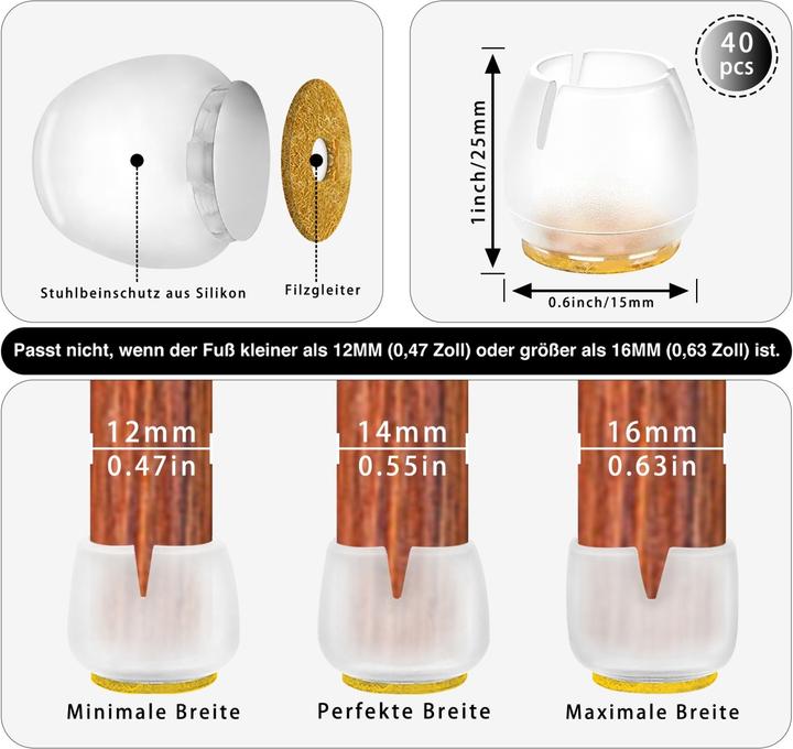 Produktbild Intirilife Stuhlfusskappen (Steckgleiter, 40 Stück)