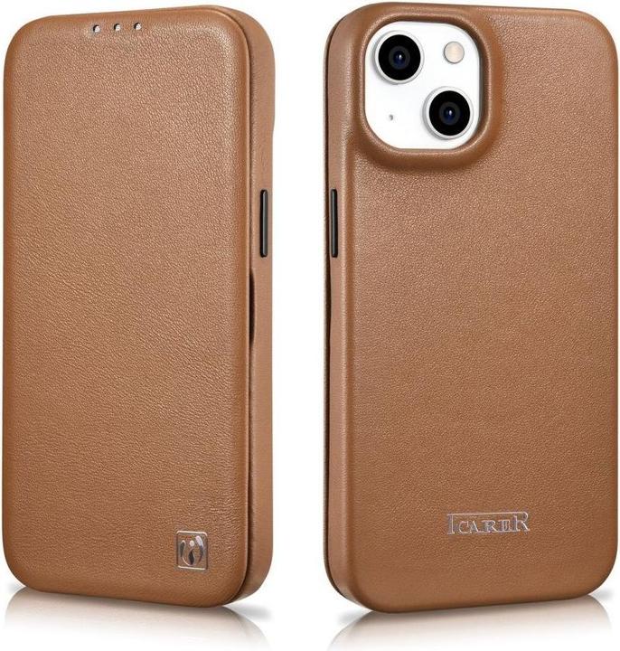 Immagine prodotto iCarer CE Premium Leather Folio Case iPhone 14 Plus Magnetic Flip Leather Folio Case MagSafe Brown ( (Apple iPhone 14 Plus)