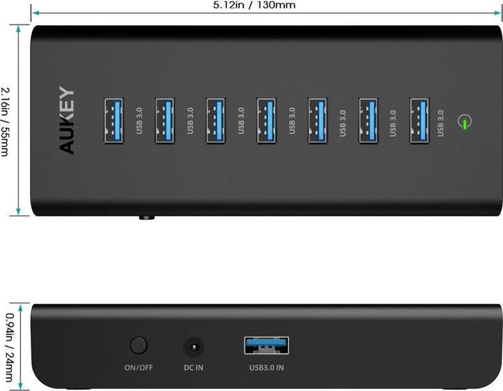 Produktbild Aukey CB-H3 Schnittstellen-Hub Schwarz (USB-A, 7 Ports)