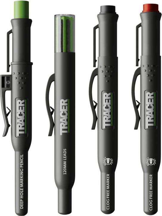 Tracer AMK4 AMK 4 Marking Kit - Deep Hole Pencil, ALH1 Ersatzstifte und 2 Marker mit Holster (Veelkleurig)