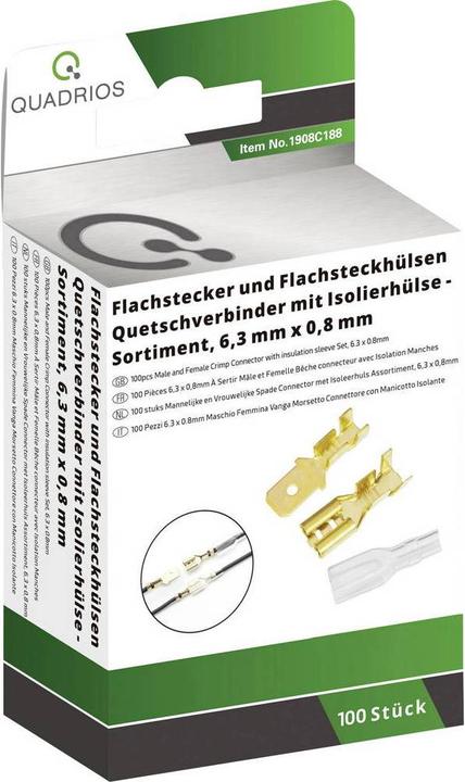 Produktbild Quadrios Flachstecker-/hülsen 6.3 x 0.8 mm/1.5 -2.5 mm² 100 tlg