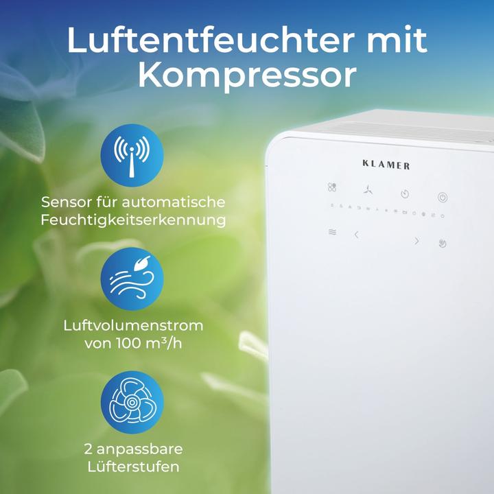 Produktbild KLAMER Luftentfeuchter 12L (30 m², 12 l/24h)
