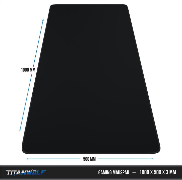 Image du produit Titanwolf Gaming Mauspad, 1000 x 500mm XXL Mausmatte, verbessert Präzision & Geschwindigkeit, schwarz (XXL)