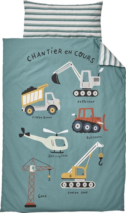 Produktbild Vertbaudet Kinder Schlafsack MINILI BAUSTELLENFAHRZEUGE, personalisierbar Oeko-Tex (143 cm)