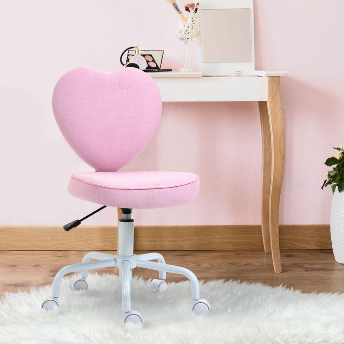 Immagine prodotto Swisshandel24 Sedia direzionale per computer a forma di cuore in tessuto di lino rosa