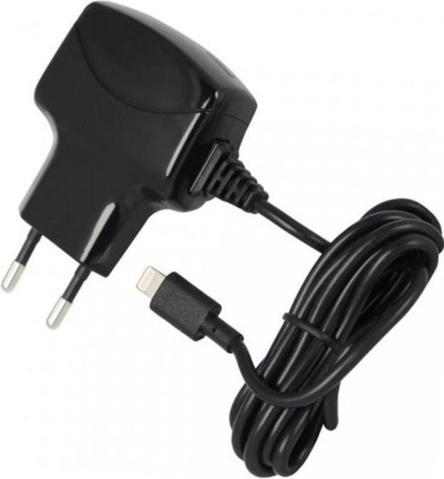 Produktbild fontastic MFI Travel Charger 220Volt für Apple lightning mit 2.1 A, mit fixem Kabel schwarz