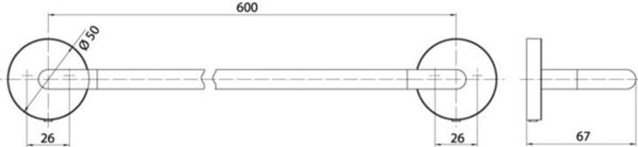 Actual product image Emco ROUND towel rail 600mm chrome 436000160