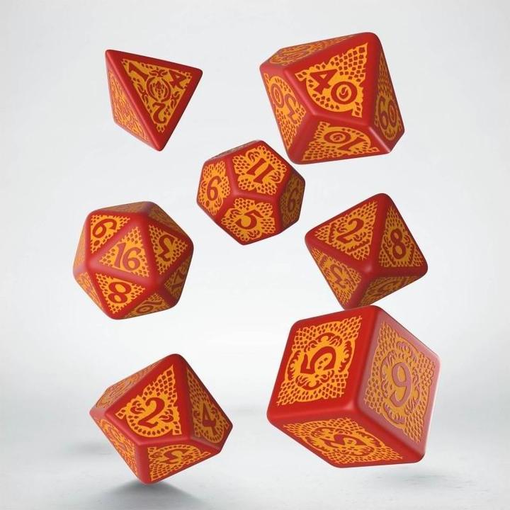 Actual product image Q Workshop SDRS1D - Dragonslayer Red and Orange Dice Set (7 pieces)