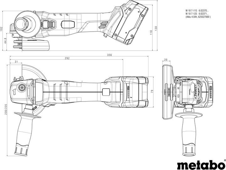Immagine prodotto Metabo W 18 7-125 (125 mm)