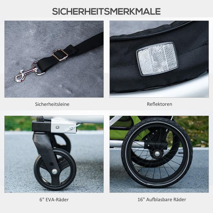 Produktbild PawHut Hundeanhänger Oxfordstoff, Aluminium Grün