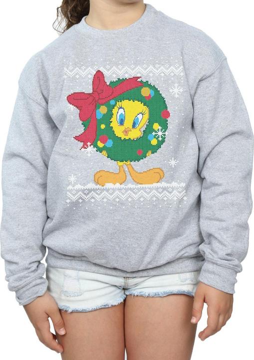 Actual product image Looney Tunes Girls Tweety Pie Christmas Fair Isle Sweatshirt (152, 158)