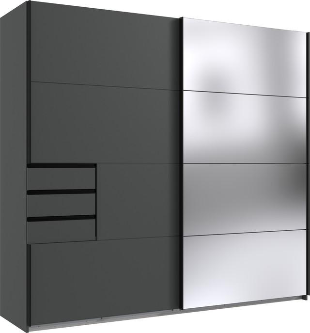 Carcass+drawers graphite, Continuous door front glass black